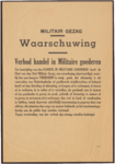 424 Waarschuwing Verbod handel in militaire goederen, 1945-04