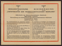 506 Bekendmaking van den Chefintentanten beim Wehrmachtbefehlshaber Niederlande , 1944-11-01