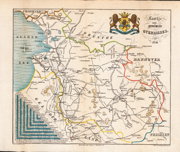 79-PBO079 Kaartje | DER | provincie | OVERIJSSEL. | 1856 1 kaart. Onder de kaart : Z.W. van Schreven fec(it)., Grootte ...