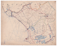 19223-A1.A1 Blad A1 van de algemene kaart van Overijssel. De kop van Overijssel, met meren, grachten en Zuiderzee met ...