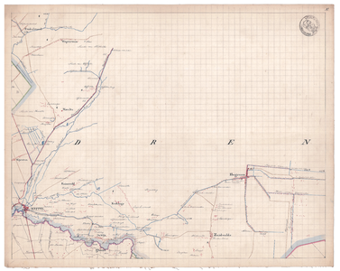 19223-A1.A2 Blad A2 van de algemene kaart van Overijssel. De kop van Overijssel, met meren, grachten en Zuiderzee met ...