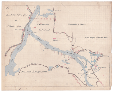 19223-B10.1 [Geen titel] Kaart van de Vecht, van de monding in het Zwarte Water tot Huis Den Doorn, met voorstel tot ...