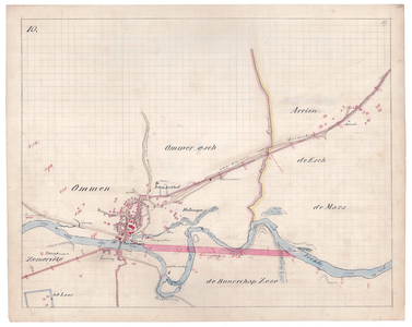 19223-B10.10 [Geen titel] Kaart van de Vecht bij Ommen met voorstel tot afsnijding. Aan de noordzijde: pannenbakkerij, ...