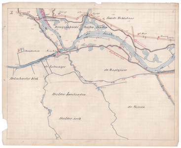 19223-B10.3 [Geen titel] Kaart van de Vecht, nu Berkum - Haerst tussen de Berkumerbrug en de huidige spoorlijn ...