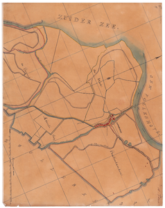 19224-16.1 Genemuiden Kaart van Genemuiden omringd door de Zuiderzee, gemeente Vollenhove, Zwollerkerspel. Veldnamen: ...
