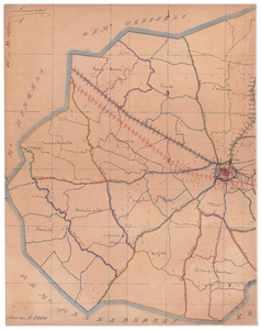 19224-33.1 Lonneker 1 Kaart van het westelijk deel van de gemeente Lonneker met rondom de gemeenten Weerselo, Hengelo ...