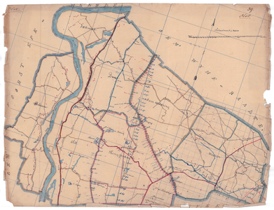 19224-39 Olst Kaart van de gemeente Olst omringd doro gemeente Wijhe en Raalte, Voorst, Epe en Heerde. Rivier de ...