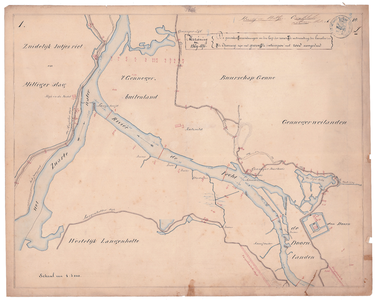 19225-10Z1 [Geen titel] Kaart van de rivieren het Zwarte Water en de Vecht. In een kader: Herziening van 1869-1870. De ...