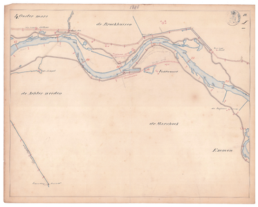 19225-10Z4 [Geen titel] Kaartblad van de rivier de Vecht vanaf de Tempel tot voorbij Vechterweerd en Emmen, tussen ...