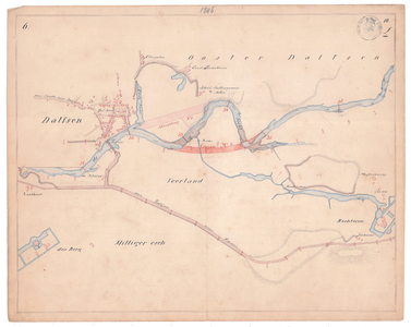 19225-10Z6 [Geen titel] Kaartblad van de rivier de Vecht met daarop met rood ingetekend voorstellen tot afsnijding. ...