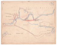 19225-10Z6 [Geen titel] Kaartblad van de rivier de Vecht met daarop met rood ingetekend voorstellen tot afsnijding. ...