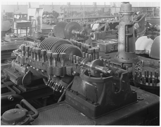 33320 FDSTORK-1963 Turbines. 3100 KW Stork E.B. voorspanturbine, voor 38 kg/cm2 stoomdruk en 16,5 kg/cm2 tegendruk, ...