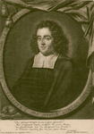 10 -10 Porttret van Gerardus Outhof, met als onderschrift een gedicht van I. Storm (conrector gymnasium Haarlem)., 1705