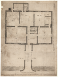 14 -2 Plattegrond van het huis van Johan van Ysselmuijden in Vollenhove. De plattegrond heeft veel gegevens., 1654