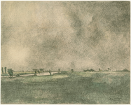15 -1 Landschap van de Vecht met het silhouet van Dalfsen op de achtergrond., 1943-08-21
