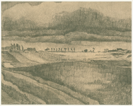 15 -5 Landschap met een korenveld op het tweede plan, waarschijnlijk hetzelfde korenveld als afgebeeld bij ...