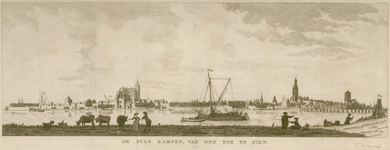 16 -14 Gezicht op Kampen vanaf de dijk., 1700