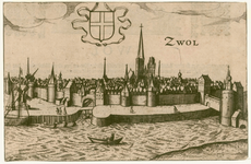 2 -14 Gezicht op Zwolle van over het Zwarte Water gezien., 1600