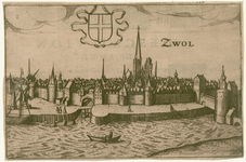 2 -15 Gezicht op Zwolle van over het Zwarte Water gezien., 1600