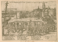 5 -10 Afbeelding van de belegering van Kampen door Graaf Rennenberg op 20 juli 1578., 1700