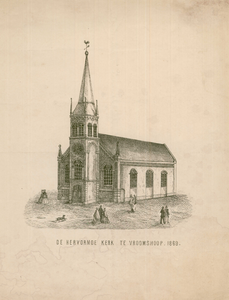 8 -7 Afbeelding van de Hervormde kerk in Vroomshoop., 1869