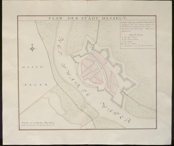 17 Plan van de Stadt Hasselt, gelegen aan het Zwarte Water in de Provintie Overijssel, door den Directeur La Rive 1735. ...