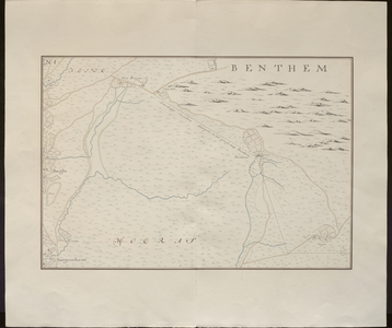 32 N. 4. Blad 4 van de grote kaart hiervoor, met Broght en de scheiding tussen Overijssel en Benthem, 1740