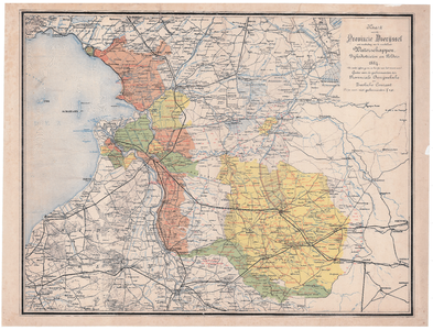 1051-B Provincie Overijssel met aanduiding van de verschillende Waterschappen, dijksdistricten en polders 1884. 1 ...