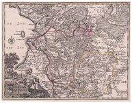 31 SEIGNEURIE | D’ OVER-YSEL 1 kaart. Grenzen van de drie drostampten gekleurd., 1740