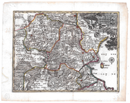 32 SEIGNEURIE | D’ OVER-YSEL 1 kaart. Grenzen van de drie drostambten gekleurd., 1740