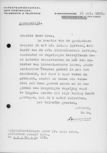 11372 FDHEEMAF021279 Brief van 11-10-1935 van de Directeur-generaal der posterijen aan de heer Keus, betreffende ...