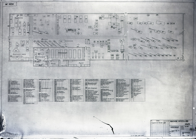 12540 FDHEEMAF021370 Plattegrond Mechanische Werkplaats II. Speciaal t.b.v. plaatsen van de diverse machines, 1936-06-02