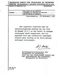13800 FDHEEMAF021489 Mededeling van PTT Den Haag dat de HEEMAF stofzuiger inderdaad niet stoort op de radio, 1938-03-01