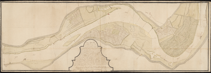 1388-KD000282 Caart Figuratief Kaart door A.J. Knollaert van het gebied van de IJssel tussen het Cooterveer (Katerveer) ...