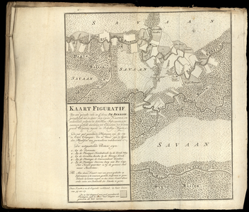 5355-KD000287 Kaart figuratief Gedrukte kaart figuratif van een gedeelte van de toenmalige kolonie De Berbice, die de ...