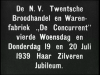 11478BB01798 Bedrijfsfilm over de Twentse Brood-, Bak-, en Warenfabriek 'De Concurrent' uit Enschede anno 1939. Ter ...