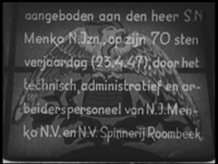 13474BB03127 Samenvatting: Documentaire over het productieproces bij de textielfabriek N.J. Menko en Spinnerij Roombeek ...