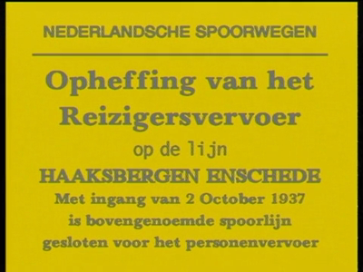 14639BB00515 Reportage van het vertrek en opheffing van de spoorbaan Haaksbergen Enschede op 2 oktober 1937. Opgevoerd ...