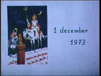 7630BB03466 Sinterklaasintocht in Spoolde op 1 december 1973 door de Oranje Vereniging Spoolde. Motorboot met ...