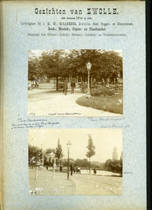 23083 _0071 Bladzijde van het album met twee foto's, hierna individueel beschreven., 1890 - 1905
