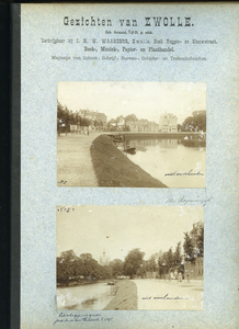 23083 _0074 Bladzijde van het album met twee foto's, hierna individueel beschreven., 1890 - 1905