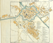 1058-KD000380 Plattegrond van Zwolle Kaart van Zwolsebinnenstad. In de Kamperpoort worden vermeld: Hoogstraat, Het ...