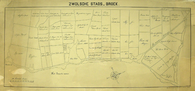 1801-KD001178 Zwolsche Stads - Broek Kopie van de kaart, uit ca 1725, van het Zwolse Stadsbroek. Met de verdeling in 57 ...