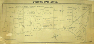 1801-KD001178 Zwolsche Stads - Broek Kopie van de kaart, uit ca 1725, van het Zwolse Stadsbroek. Met de verdeling in 57 ...