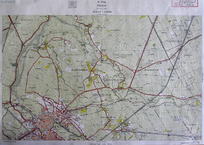 411-KD001363 Zwolle 304 Kopie van de topografische kaart van Zwolle en het gebied ten noordoosten van de stad. De kaart ...