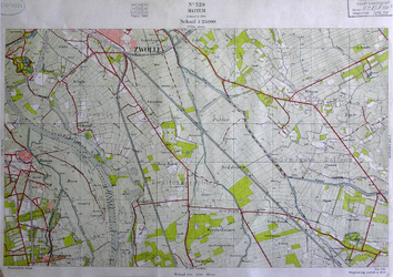 417-KD001369 Hattem 320 Kopie van een topografische kaart van Hattem en het gebied ten oosten ervan. De kaart is ...
