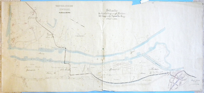 582-KD001426 Waterleiding Zwolle, persleiding Manuscriptkaart van het gebied tussen de Willemsvaart en het centrum van ...