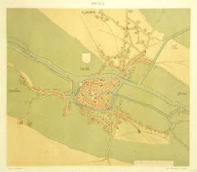 773-KD000310 Zwolle Facsimile. Kaart van de binnenstad van Zwolle, met daaraan grenzend Dieze, Assendorp (met klooster ...