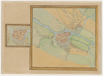916-KD000346 Swoll Kopie van een gekopieerde kaart door Jacob van Deventer met stadsgracht en stadsmuur met poorten en ...