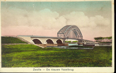 1086 PBKR4295 IJsselbrug vanaf de Zwolse kant (Katerveer), 1931, geopend, in gebruik genomen 15-01-1930, door minister ...